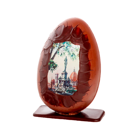 Uovo di Pasqua con decorazione artistica veduta di Firenze in acquerello - Donamalina 