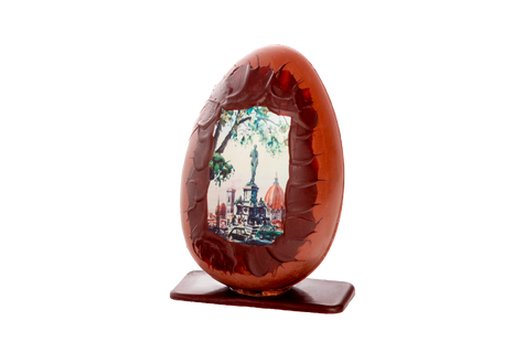 Uovo di Pasqua con decorazione artistica veduta di Firenze in acquerello - Donamalina 